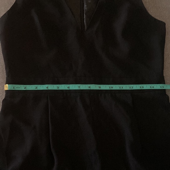 TopShop Black Jump suit Tuxedo Romper Tie Neck V-Neck Style Size 8 - Picture 9 of 12